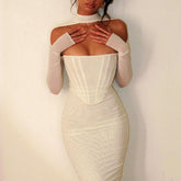 Gauze long-sleeved dress